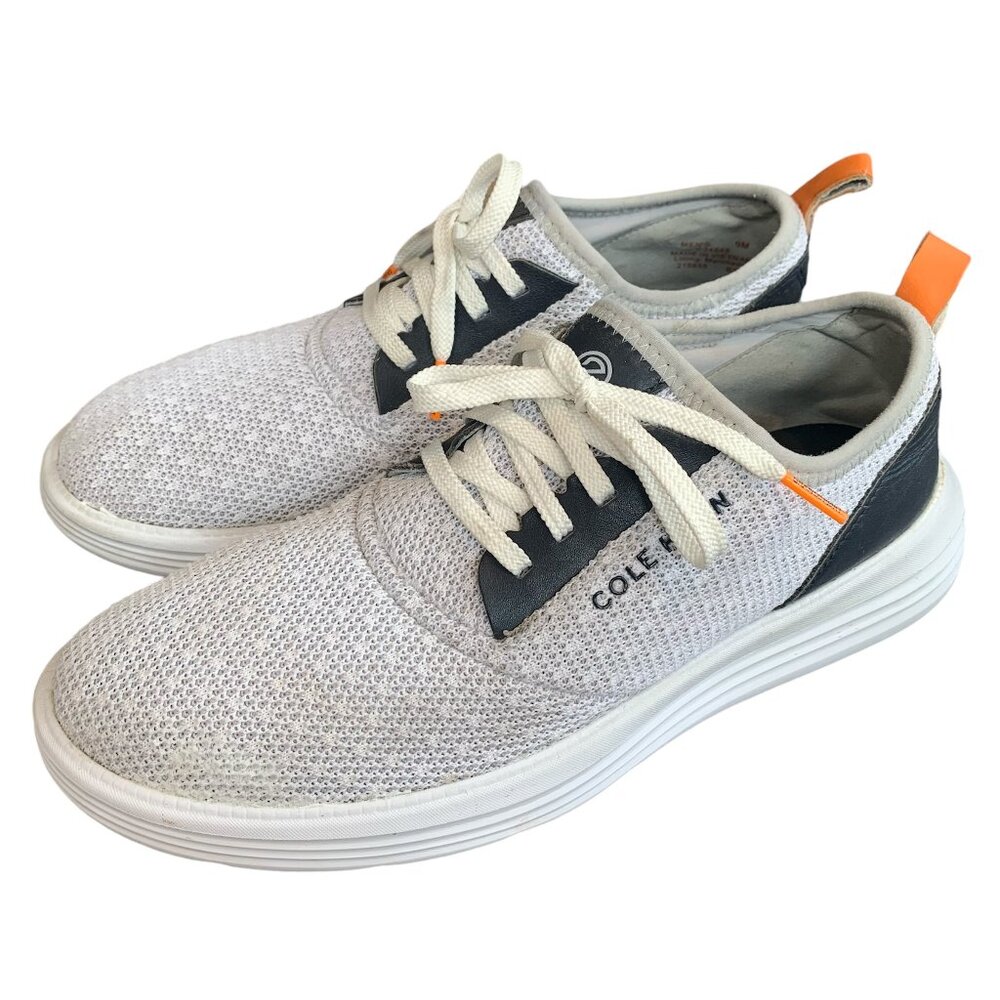Cole Haan Grandsport Journey Men's Sz 9 White Blue Knit Casual Sneakers C34648